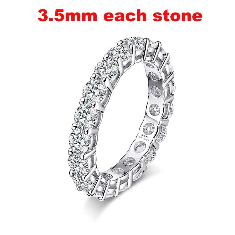 Smyoue 2-5mm Full Moissanite Ring for Women Sparkling Wedding Eternity Bands 100% S925 Sterling Silver Jewelry Classic Ring