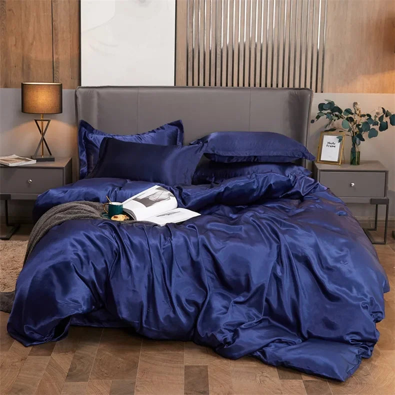 Luxury Rayon Bedding Set Solid Color Luxury Bedding Kit Satin Duvet Cover Set Bed Set pour lit Double,Queen,King,2pcs/3pcs/4pcs