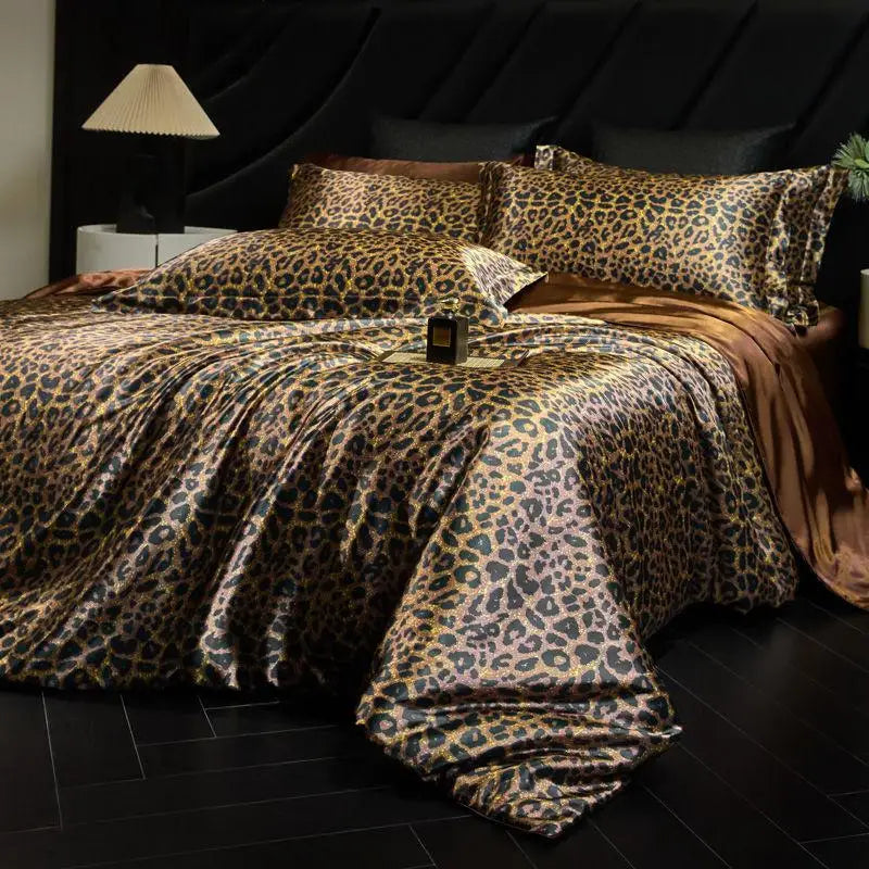 100% Natural Mulberry Silk Fitted Sheet Bedding Sets 3D Printed Satin Cooling Quilt Cover Set for Summer Single Double Bed Kit
