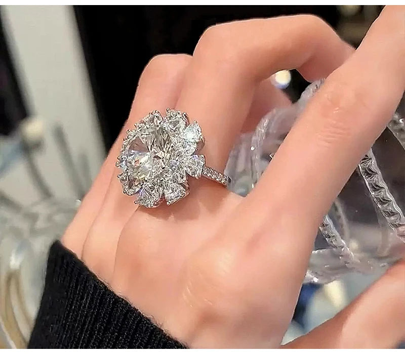 So-Bling 925 Sterling Silver Rings 5ct Moissanite Ring with Gra Certificate for Women's Elegant Fine Gift Party Jewelry