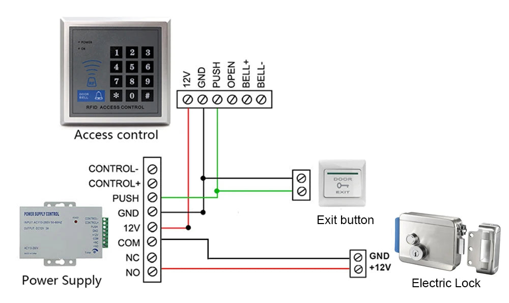 Stainless steel DC12V Electric Rim Lock With Keys for Home Video Intercom Access Control System Electric Gate Door Lock