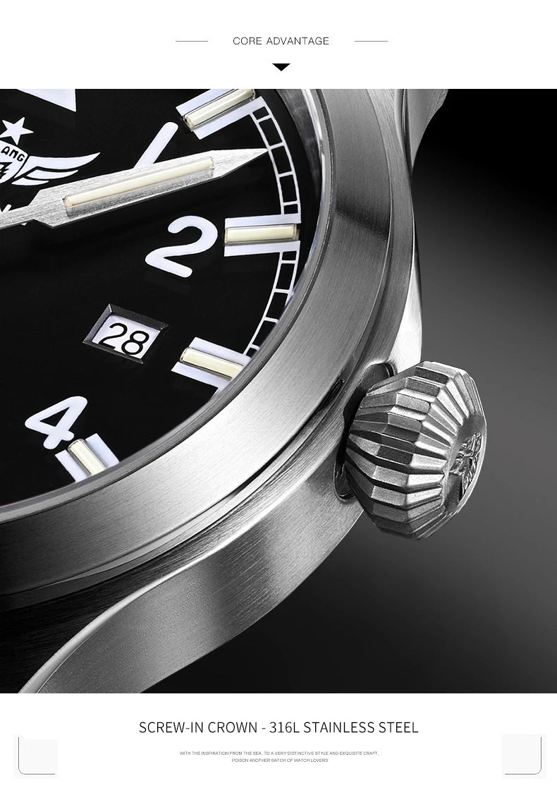 Yelang Men Quartz Watch Luminos Ronda Movement 10years Lithium battery pilot watch WR100M Sapphire  Military Watch