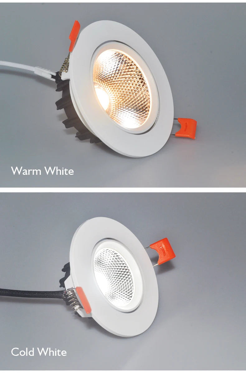 10Pcs LED Downlights 7W 9W Dimmable Spot Lights 12W 15W AC90V-260V 18W COB Chip Recessed Ceiling Lamps For Home Illumination