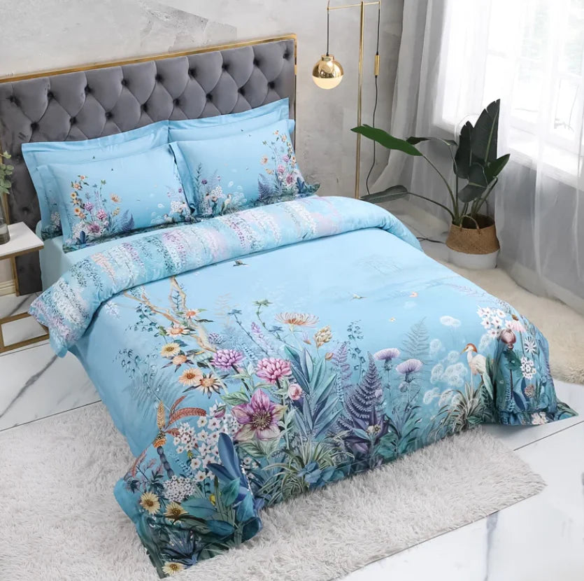 HD printed Birds Branch printed Premium Egyptian cotton Silky Soft Duvet Cover Family size US King Queen Size Bedding Set 4/6Pcs