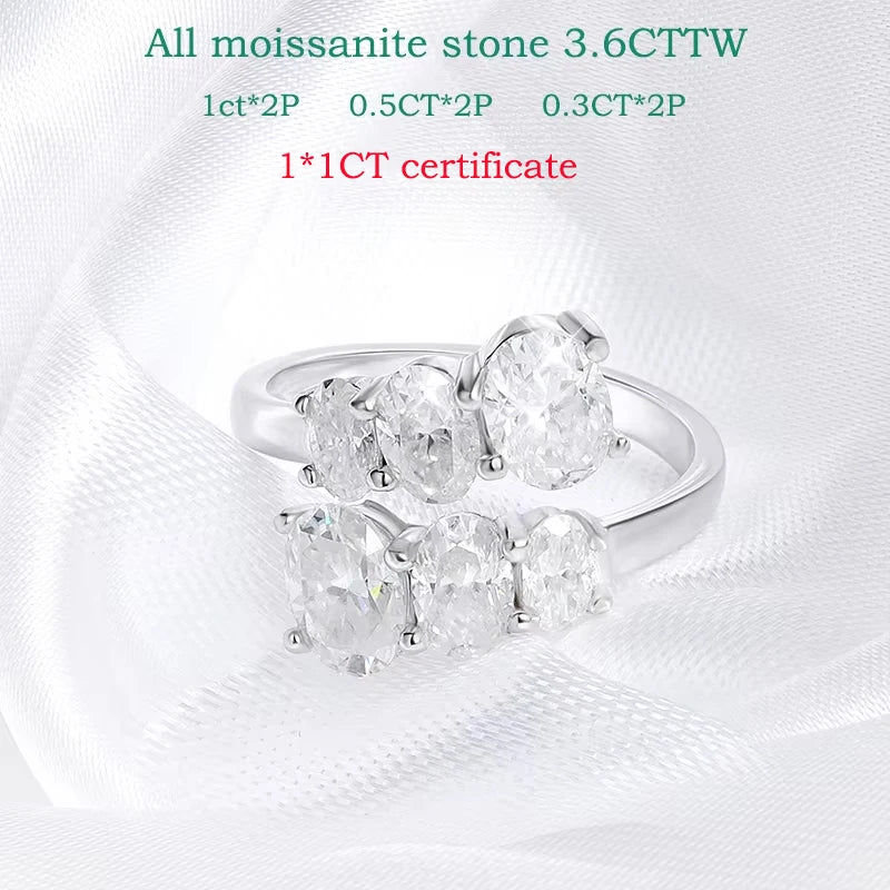 Smyoue 3.6CTTW Certified Full Moissanite Wedding Rings for Women Sparkling Bride Lab Diamond Band Pure 925 Silver Plated 18K