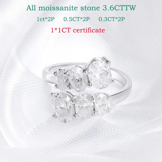 Smyoue 3.6CTTW Certified Full Moissanite Wedding Rings for Women Sparkling Bride Lab Diamond Band Pure 925 Silver Plated 18K