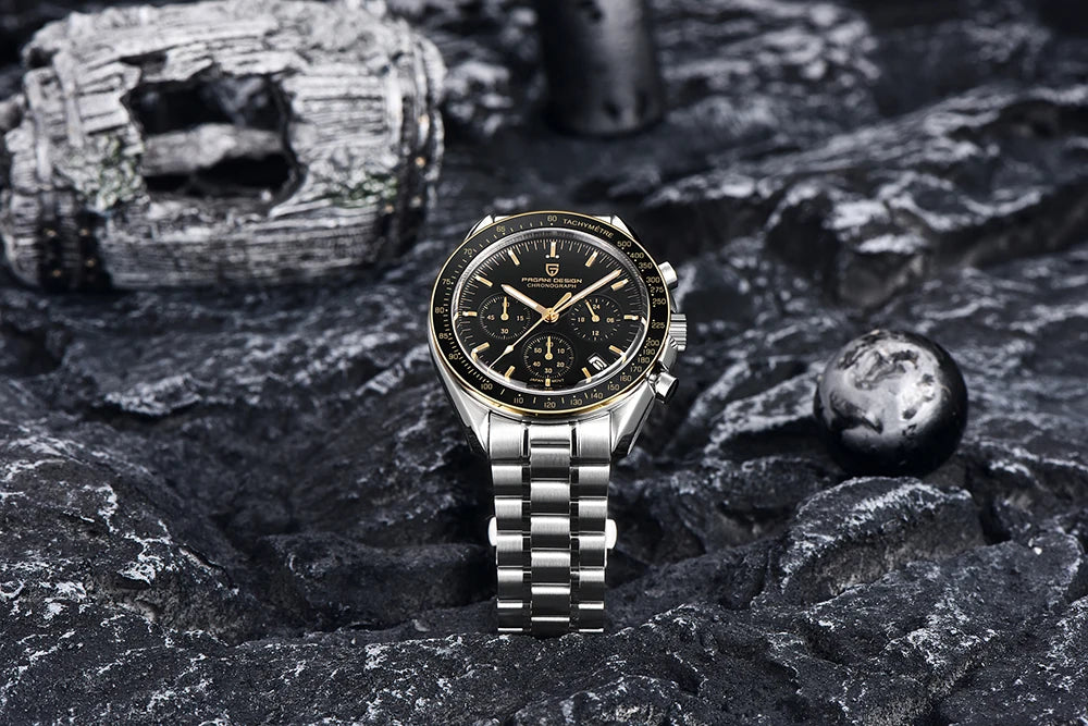 PAGANI DESIGN New Luxury Moon Quartz Watches For Men Stainless steel Luminous waterproof Sports Chronograph Man 2025 Retro Watch