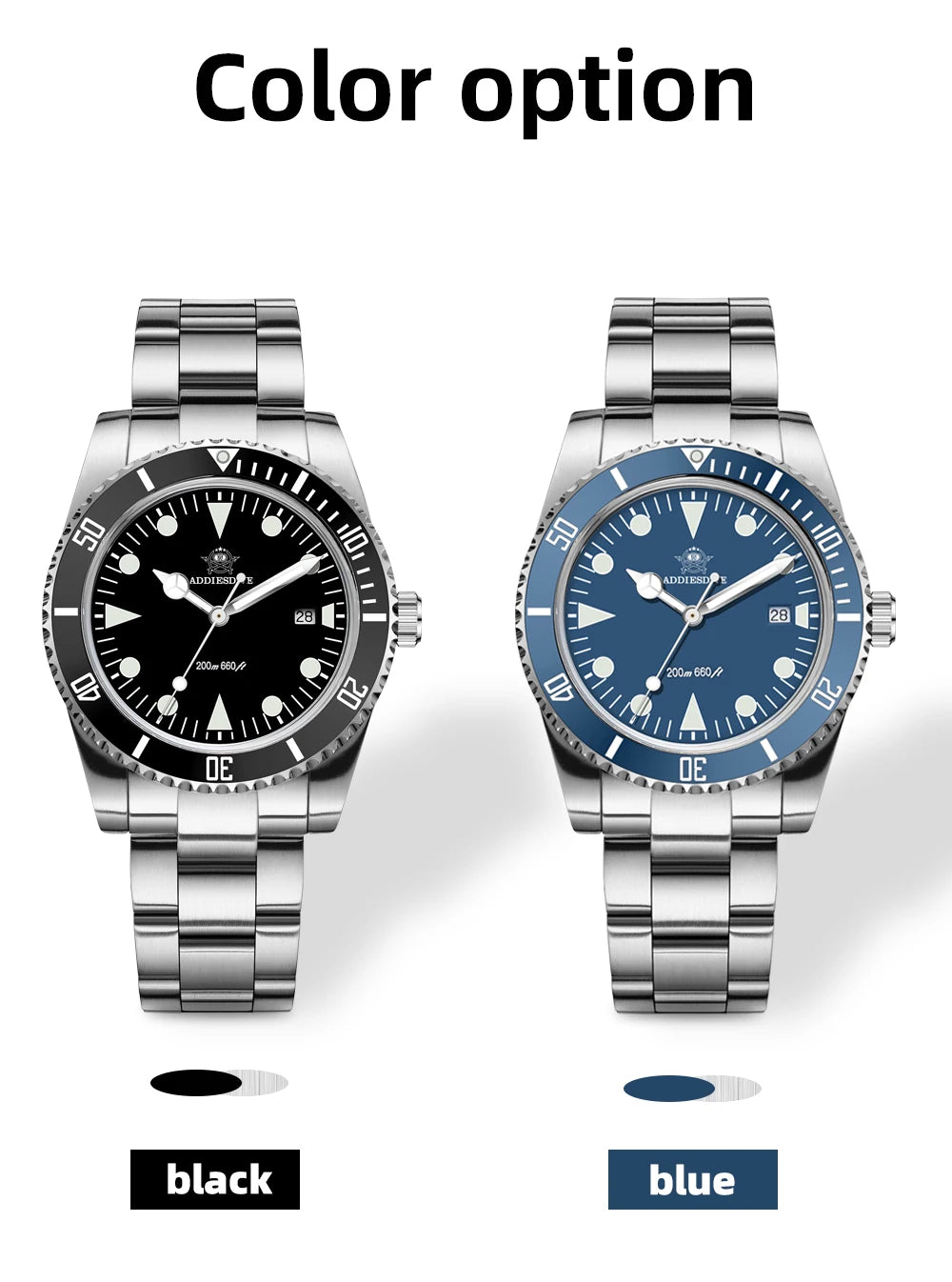 ADDIESDIVE Luxury Men's Analog Watch BGW9 Luminous Ceramic Bezel Bubble Mirror Glass Diver's Watch 200m Quartz Watches AD2068