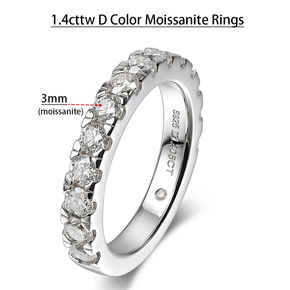 Serenity 6.8cttw D Color Moissanite Rings Set for Women Man Wedding Bridal Gift 100% S925 Sterling Silver Row Rings Fine Jewelry