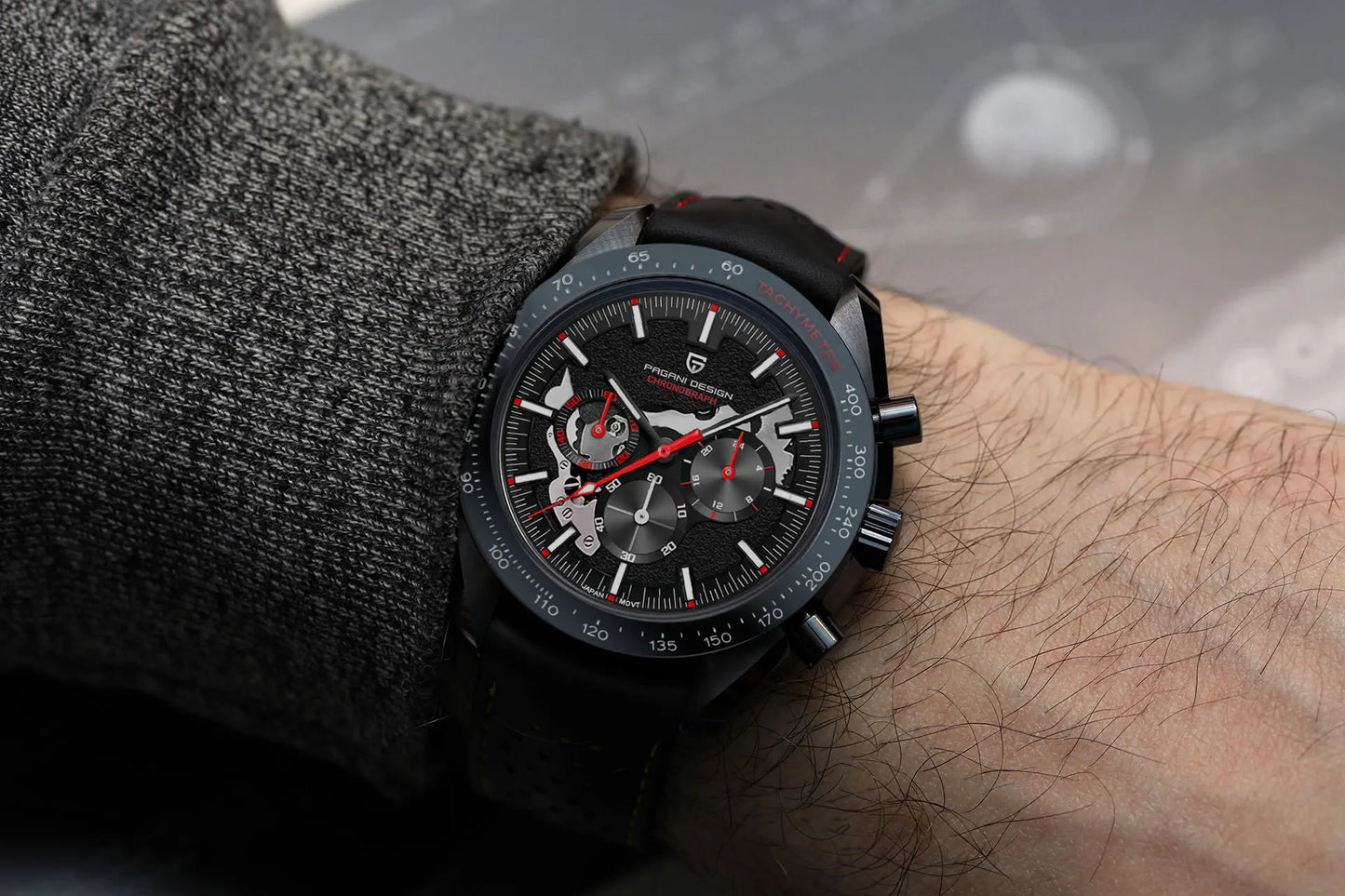 PAGANI DESIGN 2024 New Moon Dark Men's Watches Luxury Quartz Watch Men Skeleton Sport Chronograph AR Sapphire glass Wrist Watch