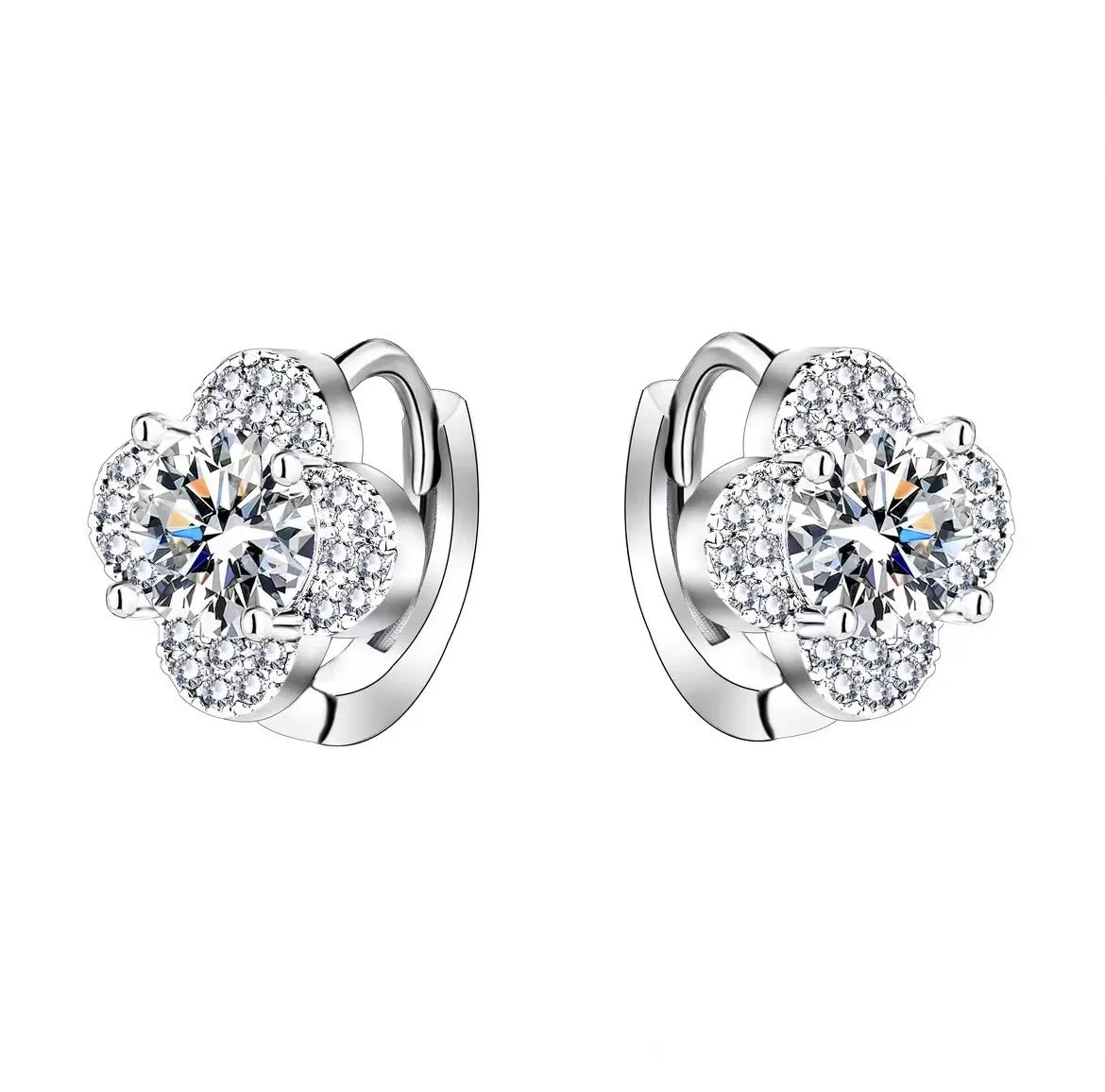 PT950 Clover Moissanite Earrings Full Diamond Ear Climbers  Platinum Jewelry Wholesale Lucky Luxury Gift for Womenearrings for w