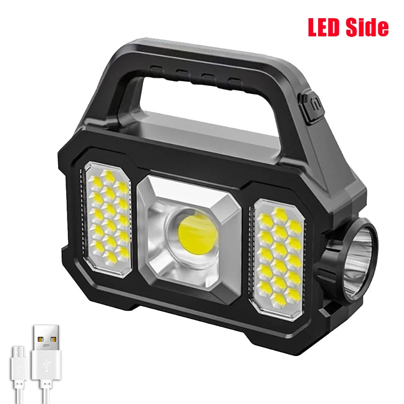 Solar Rechargeable Flashlight  Zoomable Waterproof  COB LED Torch Brightly Light Portable Powerful Lantern  for Camping
