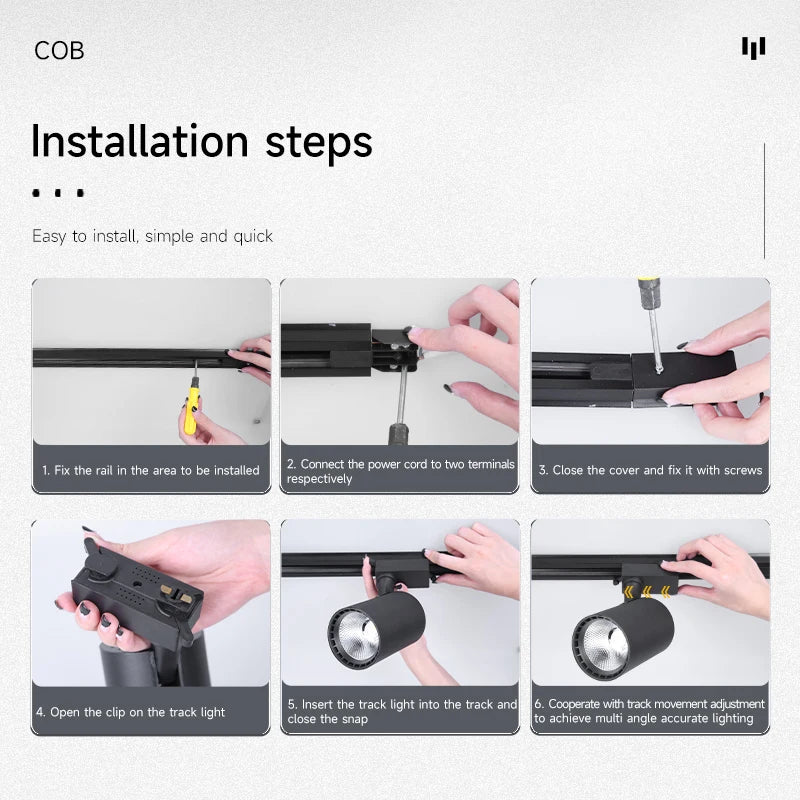 Full Set Led Track Light Fixture Rail 110-220V COB Ceiling Track Lamp 20/40W Spot Lighting For Clothing Shop Living Room Home
