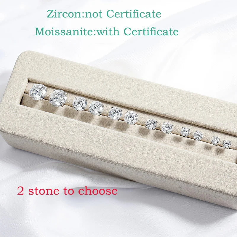 Smyoue Each 0.2-2CT Certified Moissanite Stud Earrings for Women 4 Claw Sparkling Wedding Party Jewelry Sterling Silver S925