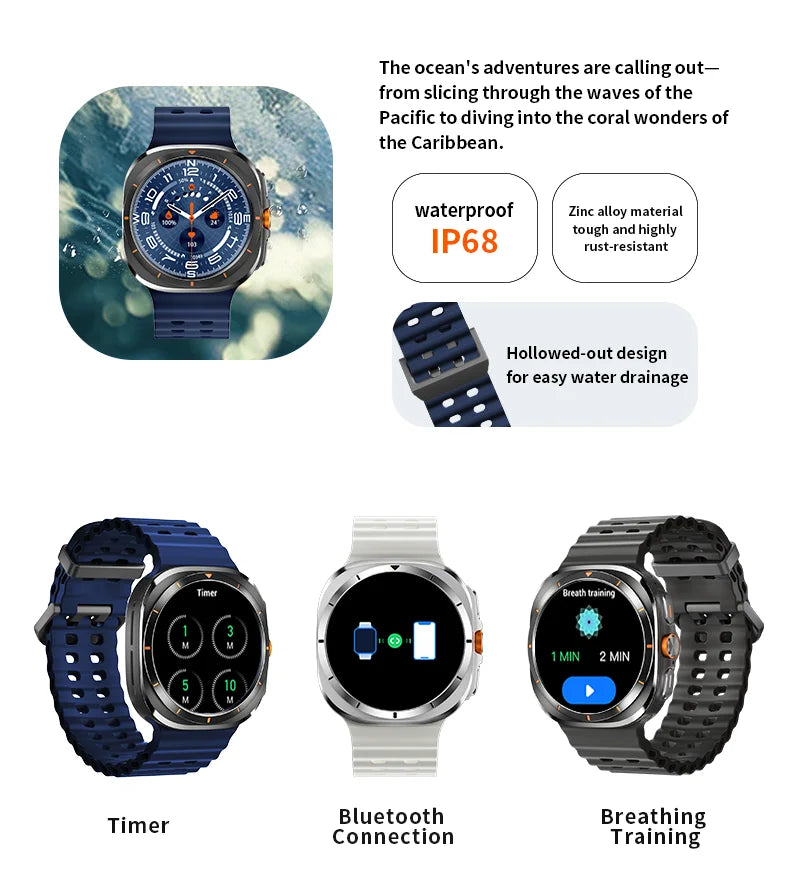 2026 New Watch8 Ultra Smart Watch Classic NFC Health Monitoring  Bluetooth Call 3ATM Waterproof HD Smartwatch For IOS Android