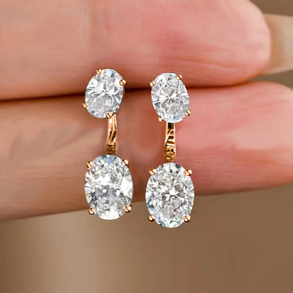 6cttw Oval Cut Moissanite Ear Jacket Earring for Women 2 Stone Detachable Drop Stud Earrings 925 Sterling Silver Jewely With GRA
