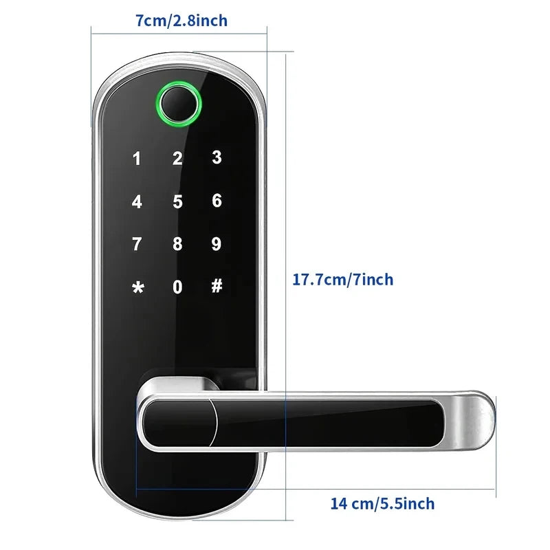 New Smart Fingerprint Door Lock with Keypad, Biometric Electronic Door Lock, Fingerprint/Password/Key Unlock for Home/Office