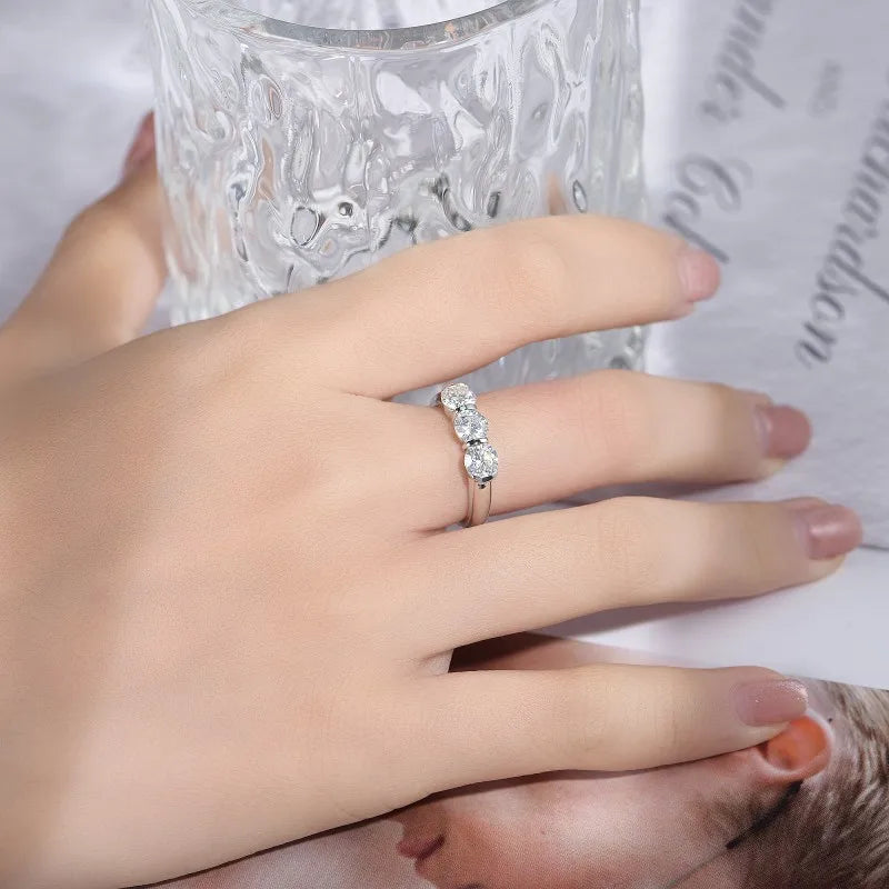 925 silver 1.5 carat moissanite diamond simple casual versatile men's and women's wedding ring