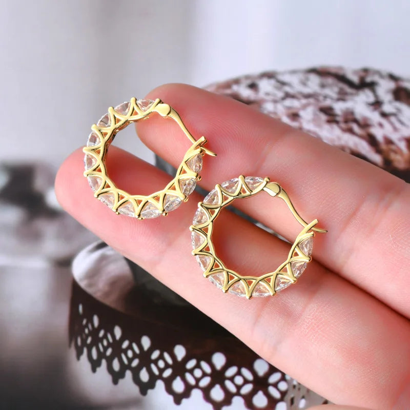 PureMax  4.0mm Full Moissanite Huggie Hoop Earrings for Women Trending Silver 925 Fine Jewelry  Moissanite Diamond Earrings