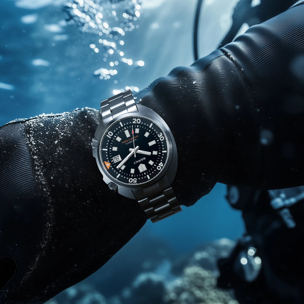 BERNY Automatic Compressor Diver Watch for Men Super Luminous Miyota 8215 Sapphire Swim Sport 20ATM Mechanical Men's Dive Watch