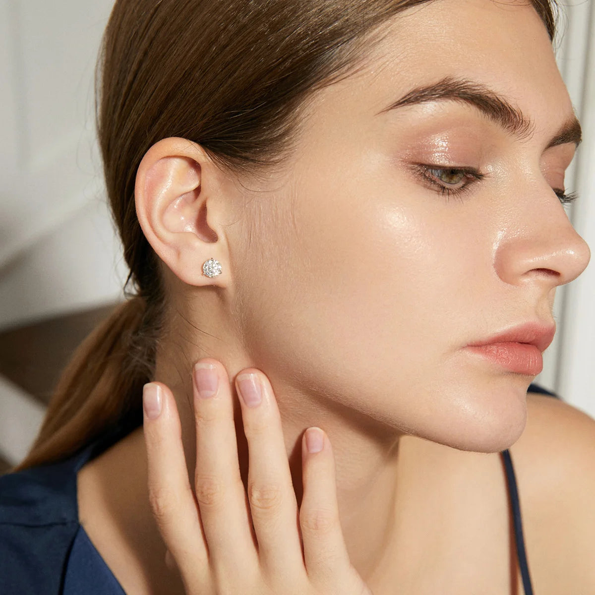 Gica Gema Premium 0.5-1ct Moissanite Diamond Stud Earrings For Women Top Quality S925 Sterling Silver Sparkling Wedding Jewelry