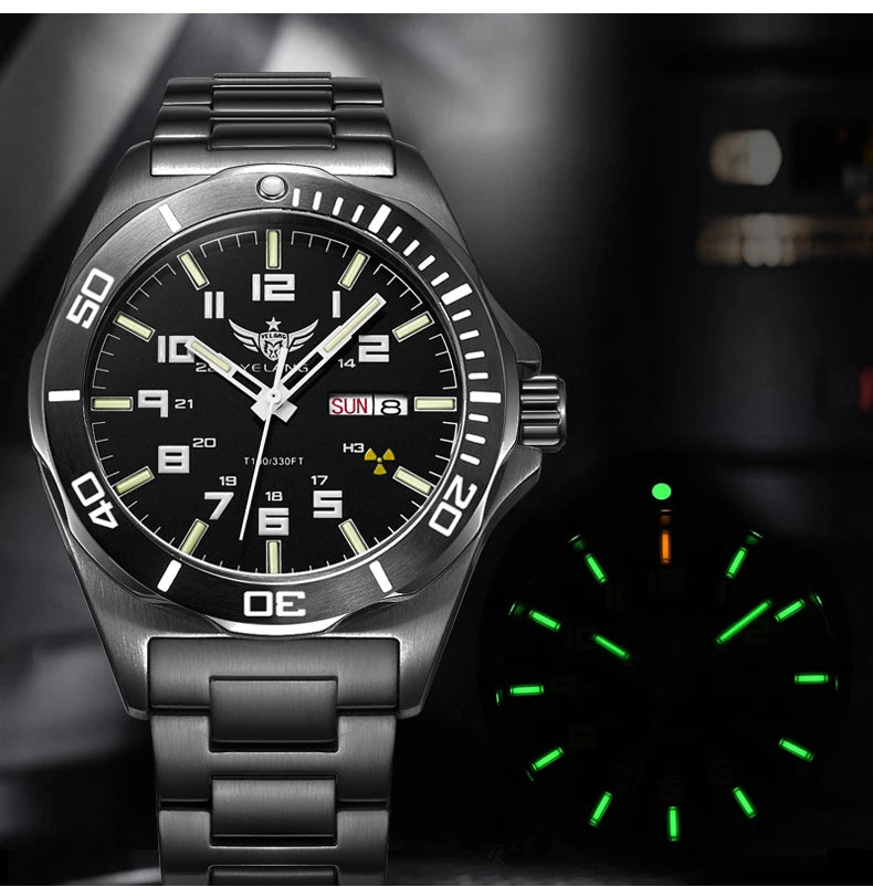 Yelang V1019 Brand 44MM Men Watch NH36 100M PROFESSIONAL WATERPROOF Deep Diving Mechanical Automatic Watch Sapphire Lens Reloj