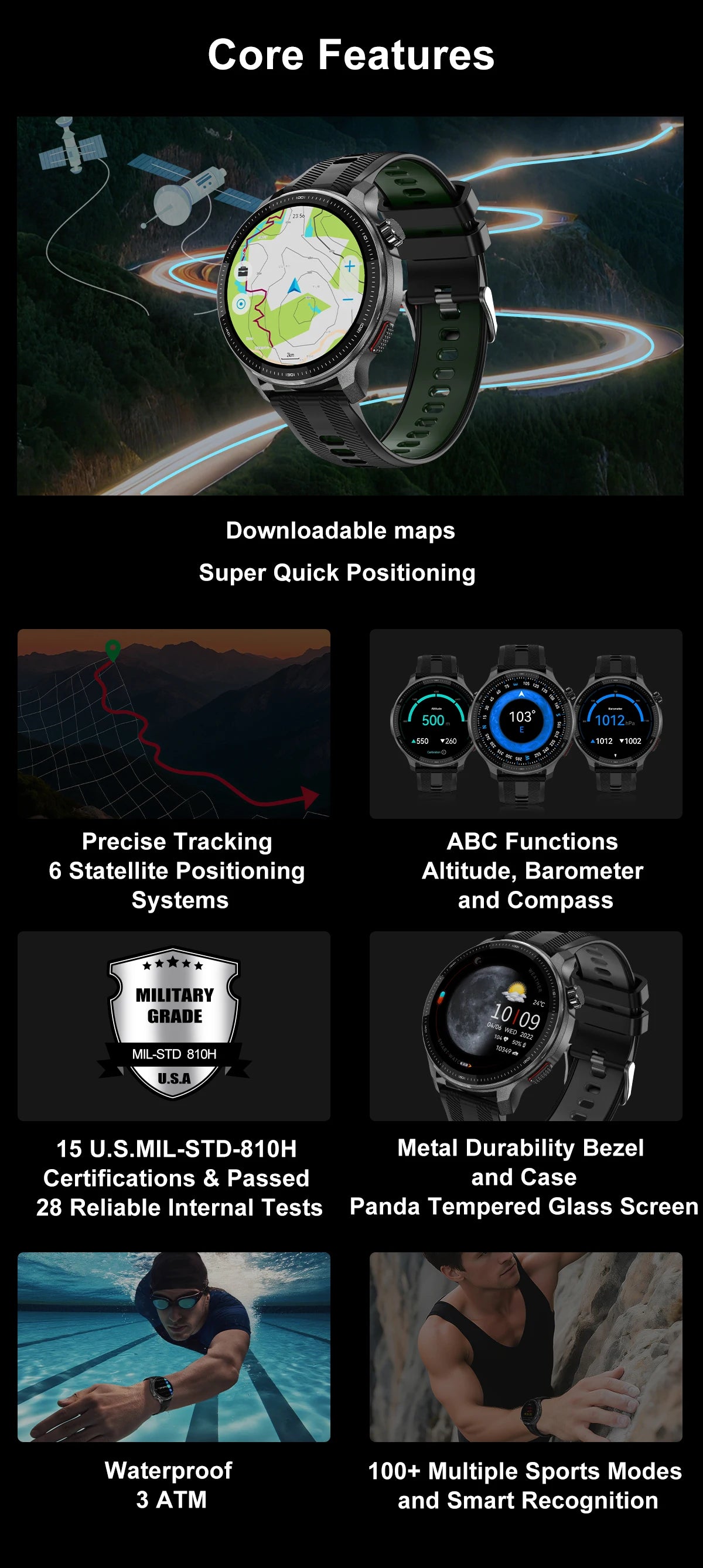 Smart watch Men4GB Memory With GPS Offline Maps Music Video Player Custom dial AMOLED display Sports Swim Waterproof Smart watch