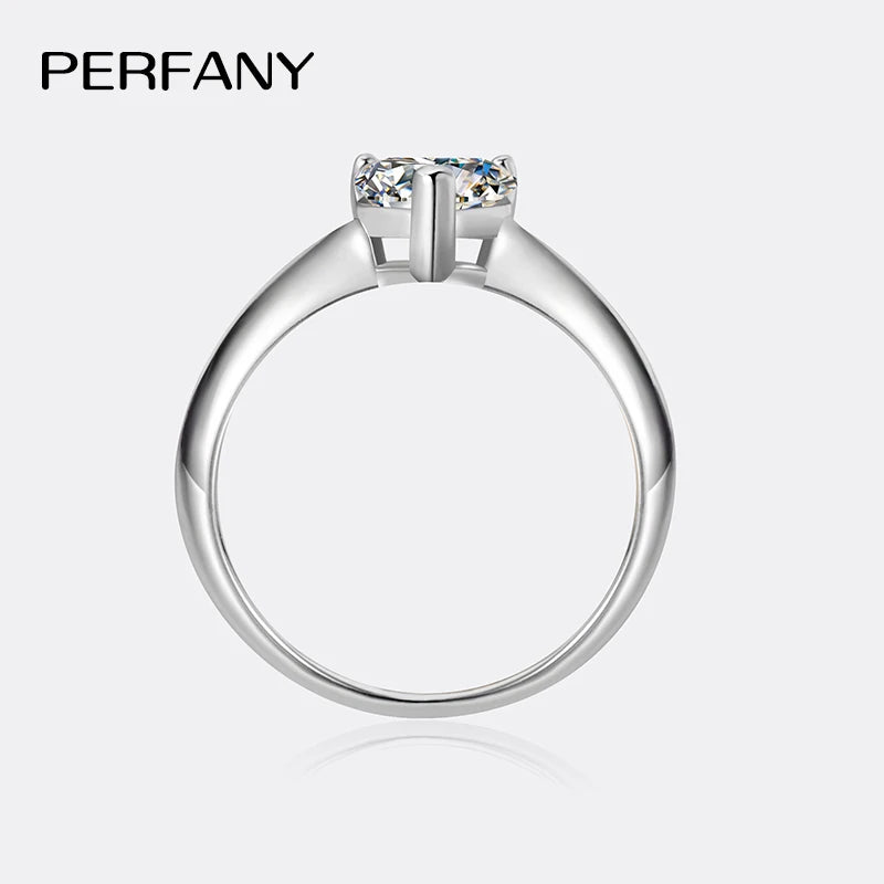 PERFANY 0.5/1/2CT Heart-Shaped Cut Moissanite Women's Ring S925 Pure Silver Laboratory Certified Diamond Wedding Luxury Jewelry