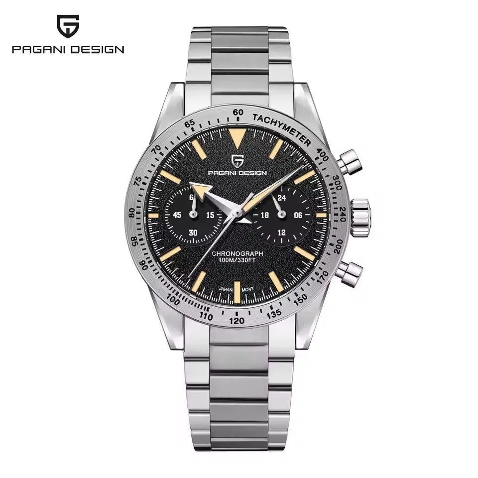 PAGANI DESIGN New 2025 Retro Luminous Moon Watch men Quartz speed Sport Chronograph AR Sapphire mirror VK64 Steel Men's Watches