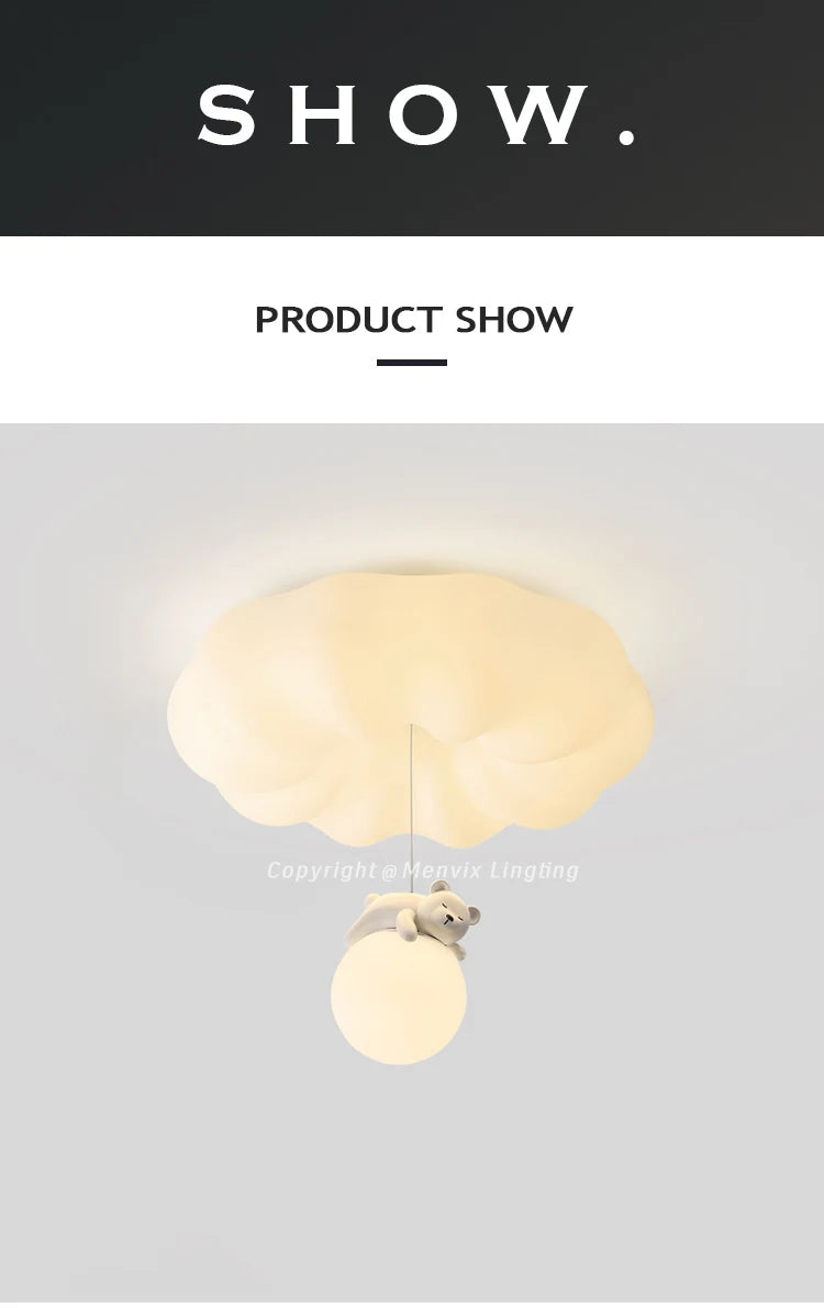 Menvix Bear Cream Modern Ceiling Light Simple Indoor Wall Lamps for Living Room Bedroom - 2025 Style Lighting Decoration