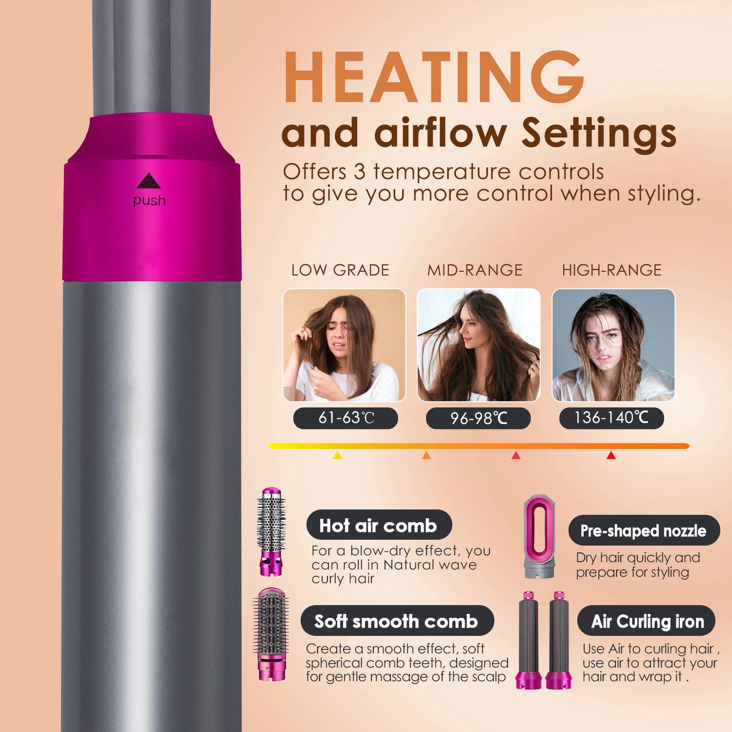 5-In-1 Hair Dryer Air Wrap Hair Straightener Hot Air Comb Barber Multifunctional Professional Hair Styling Tool Festival Gift
