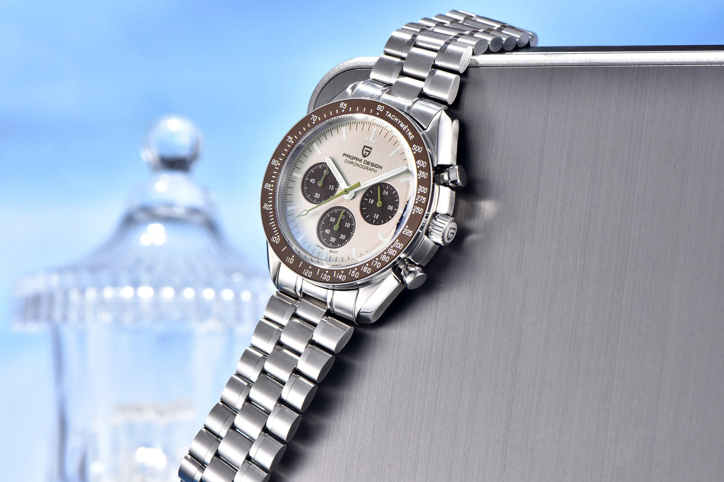 PAGANI DESIGN Saturn Men's Watches 2025 New Top Luxury Quartz Watch Men Light Tan Chronograph AR Sapphire crystal Wristwatch Men