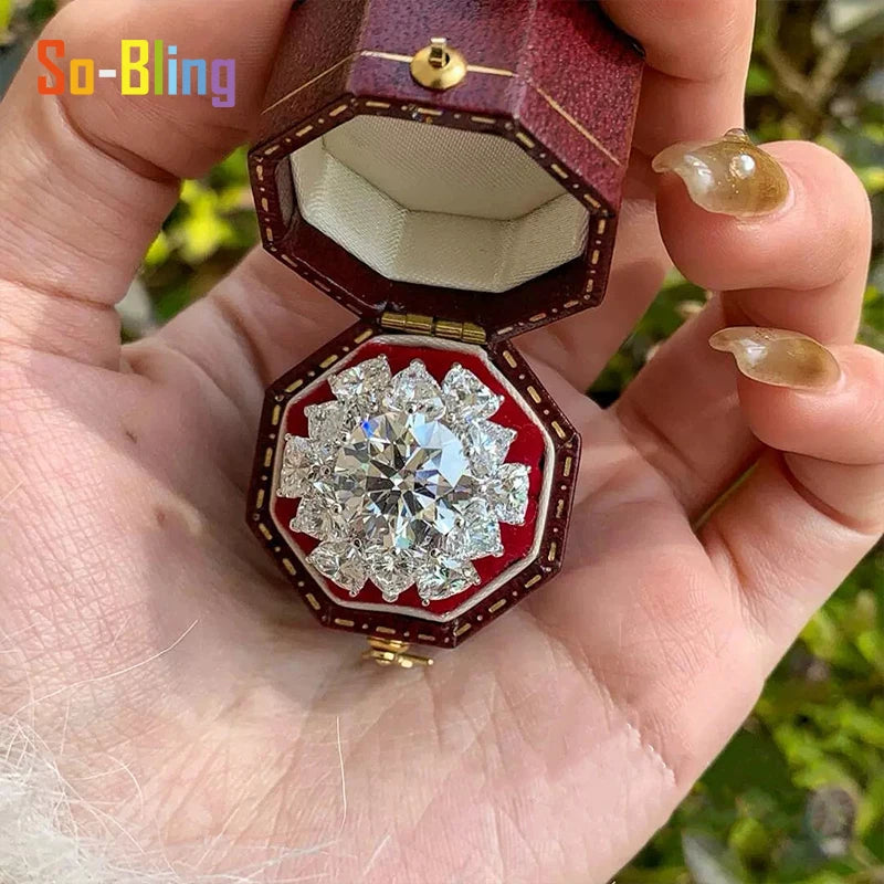 So-Bling 5ct Moissanite Ring 925 Sterling Silver Rings with Gra Certificate for Women Elegant Fine Luxury Quality Party Gift