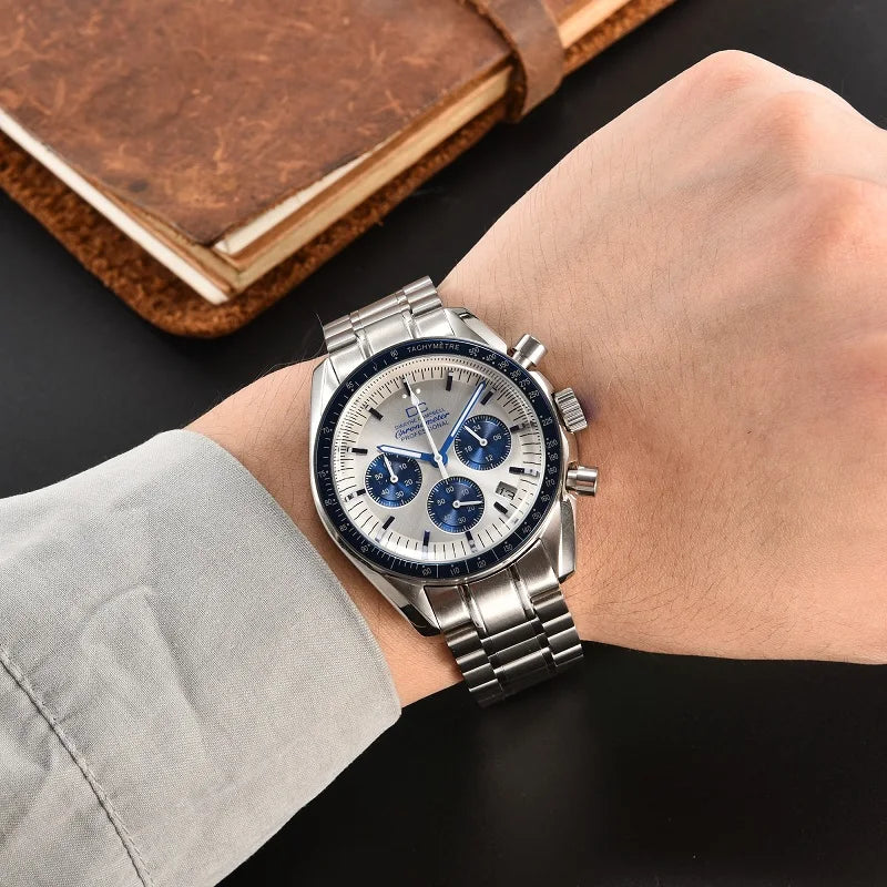 For VK63 Customized Logo Watch 40mm Waterproof Chronograph Men Moon Quartz Watches Modified By Speed Master Custom Wristwatches