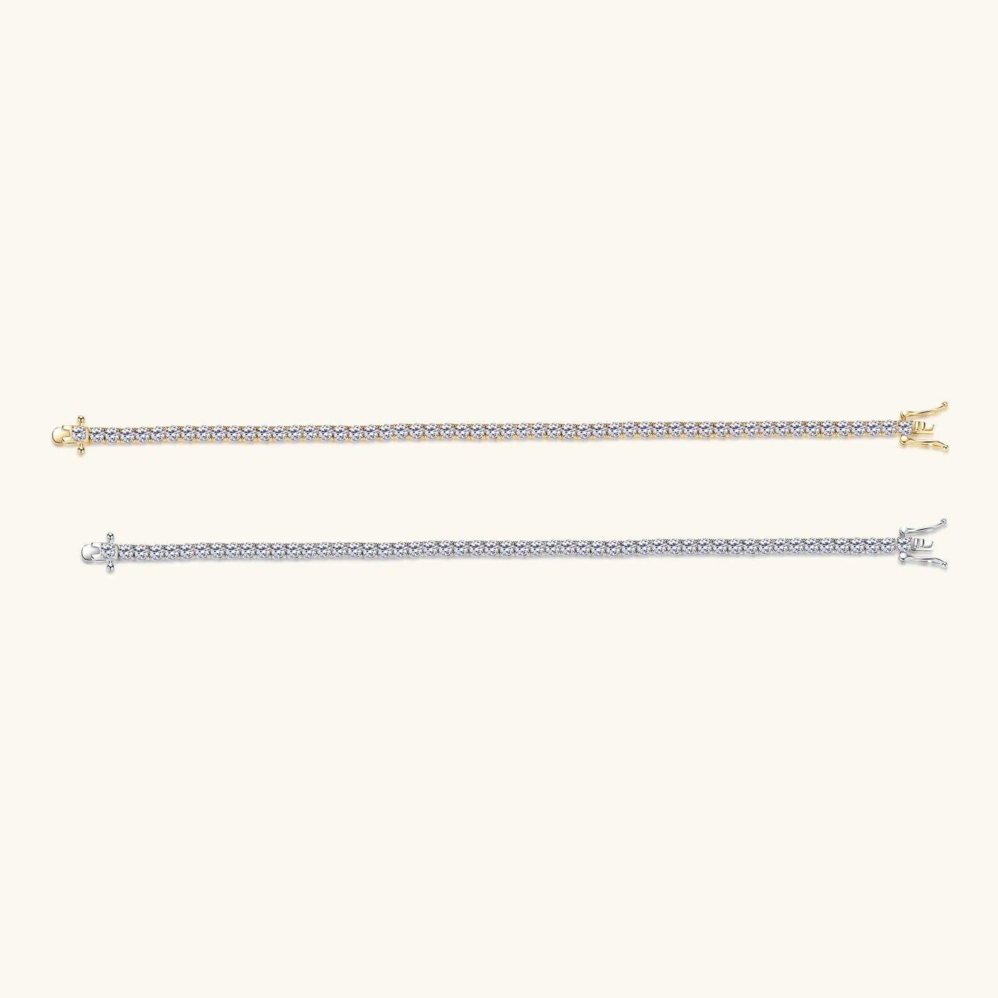 Sweetrain 3mm D VVS1 Moissanite Tennis Bracelet S925 Sterling Silver Plated 18k White Gold Diamond Tennis Bracelets for Women