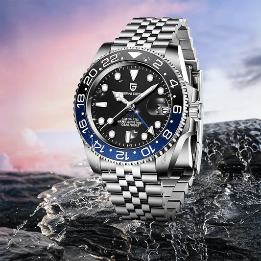 PAGANI DESIGN 40MM Ceramic GMT Automatic Watch Men's Mechanical Watch Sapphire Glass 100m Waterproof Men's Mechanical Watch