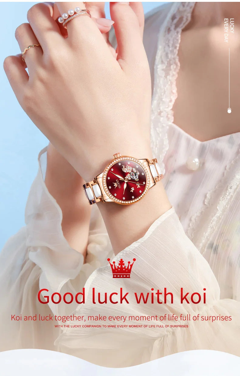 OLEVS Brand steel strip fully automatic mechanical watch for women 7001