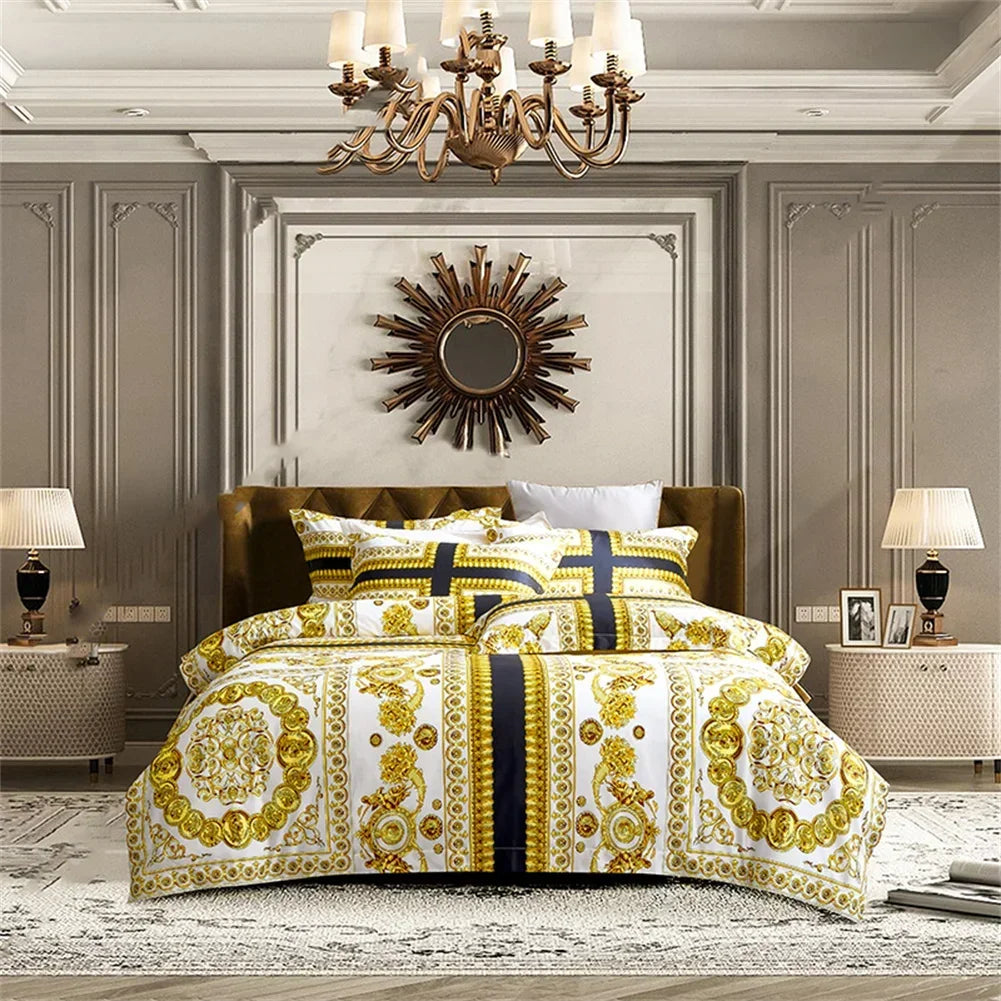 Svetanya 1200TC Golden Egyptian Cotton Bedding Set King Queen Size Sheet Duvet Cover Pillowcase  Linens （custom-made Size）