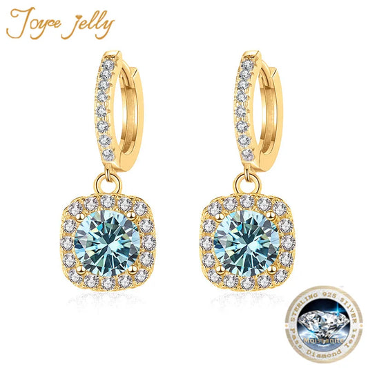 JoyceJelly 1ct GRA Certified Moissanite Earrings For Women 18 Color VVS D Solid Sterling Silver 925 Plated 18K Gold Fine Jewelry