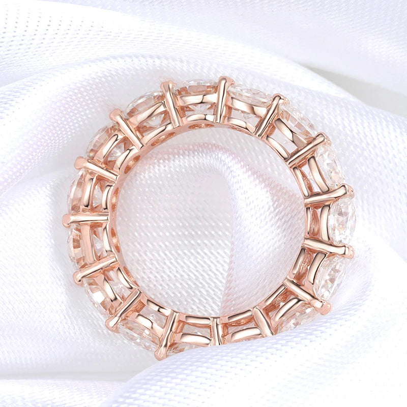 Smyoue 3/3.5/5mm Rose Gold Color All Moissanite Rings for Women Sparkling Wedding Ring 925 Sterling Silver Classic Jewelry Bands