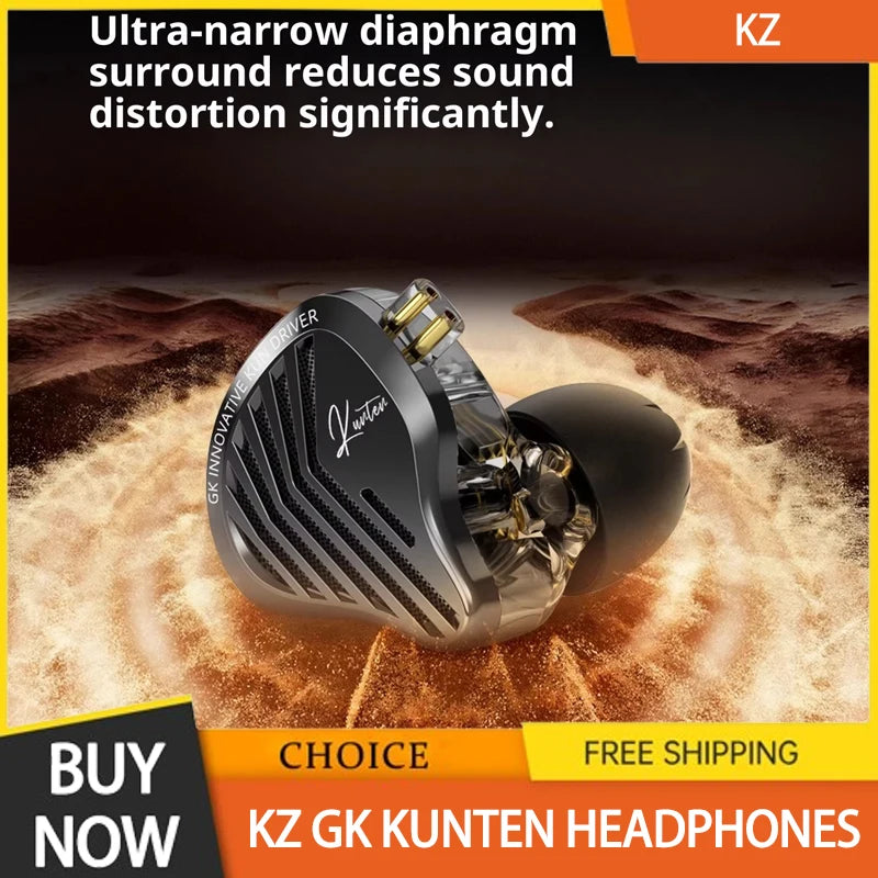 Kz Gk Kunten Dynamic Drive Headphones Hifi 2pin Heavy Bass Earbuds Metal Headphones Detachable Sports Gamer Headphones Custom