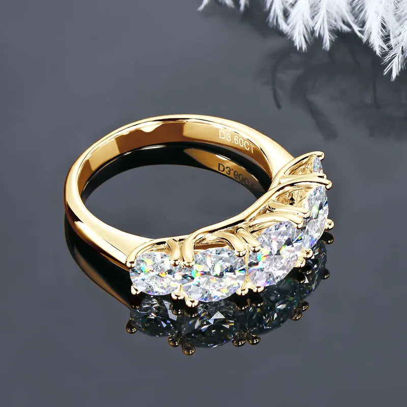 IOGOU 3.6ctw. D Moissanite Wedding Rings for Women 18k Gold Plated 925 Silver Promise Finger Jewelry Certified Lab Diamond Bands