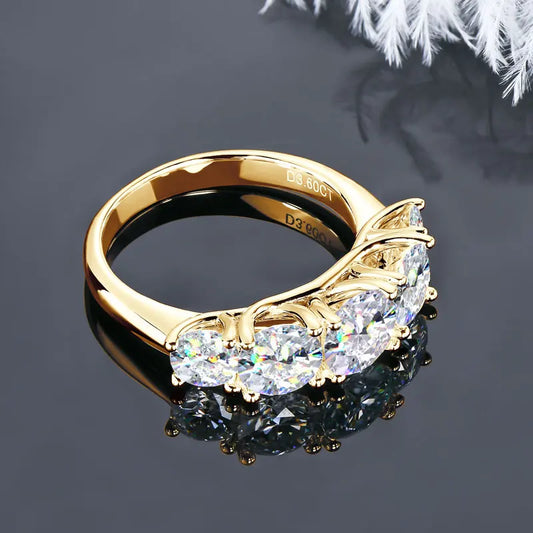 IOGOU 3.6ctw. D Moissanite Wedding Rings for Women 18k Gold Plated 925 Silver Promise Finger Jewelry Certified Lab Diamond Bands