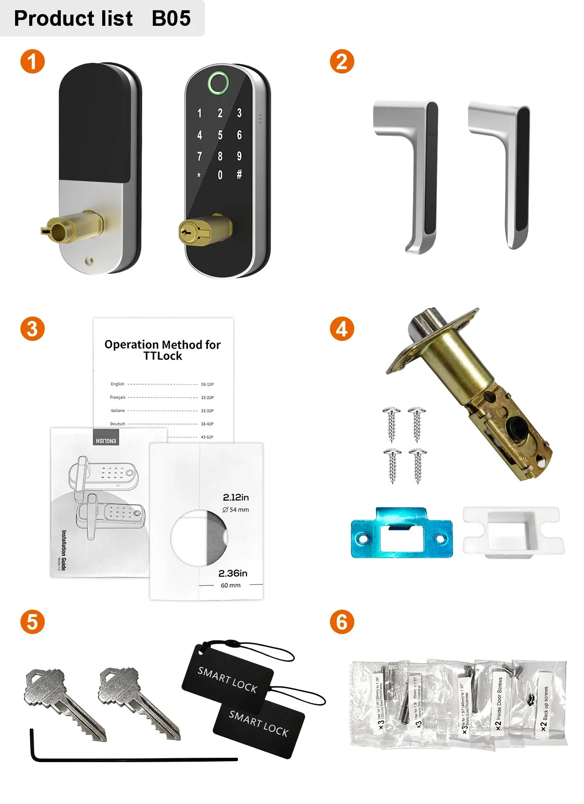 New Smart Fingerprint Door Lock with Keypad, Biometric Electronic Door Lock, Fingerprint/Password/Key Unlock for Home/Office