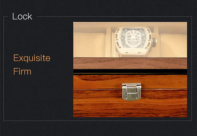 Black Luxury Wood Grain Watch Box 3 Slots Men Quartz Mechanical Watch Boxes Collection Storage Box