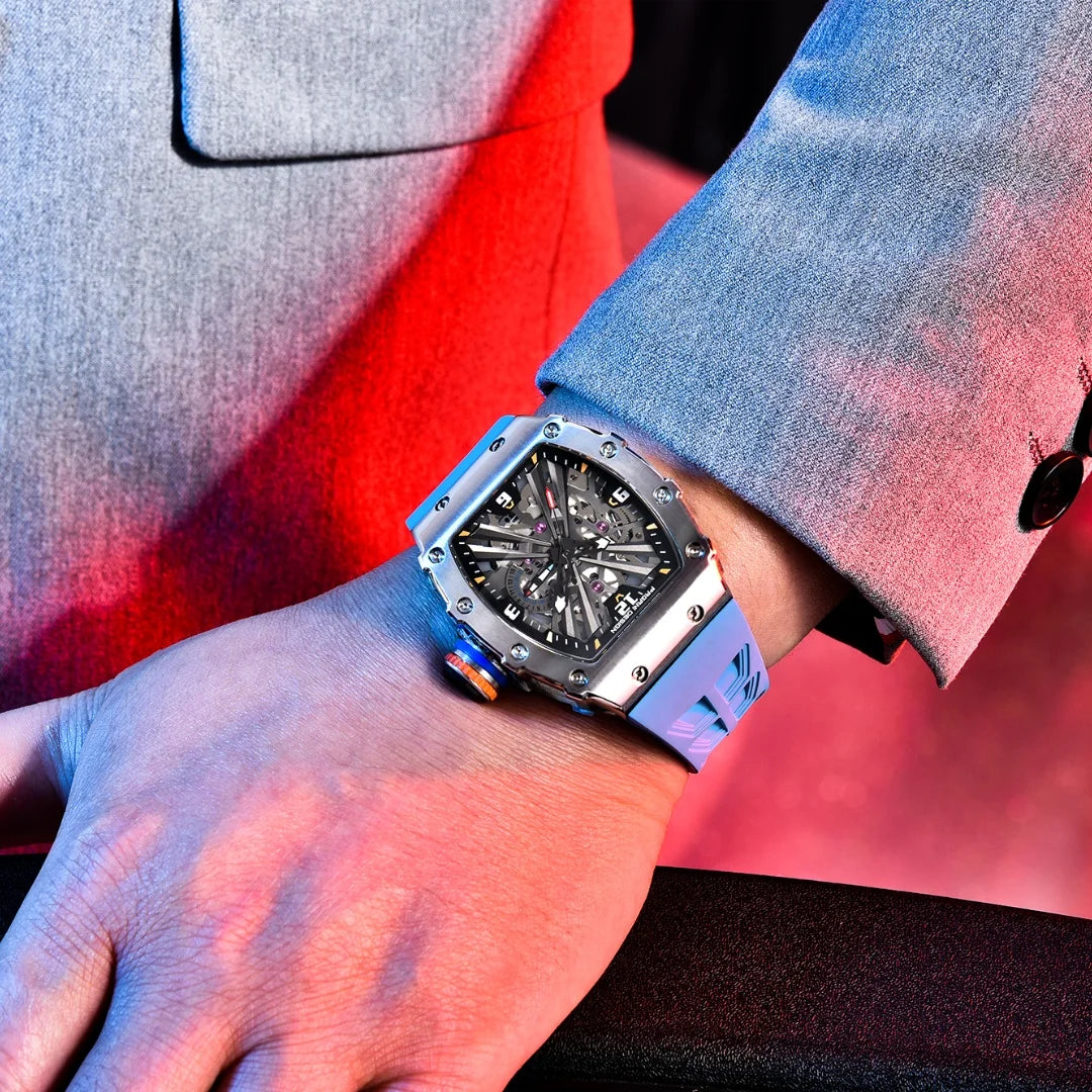 2024 New PAGANI DESIGN Men's Quartz Watches VH65 Movt Skeleton Dial 100M Waterproof Sport Rectangle Sapphire Glass Watch for Men