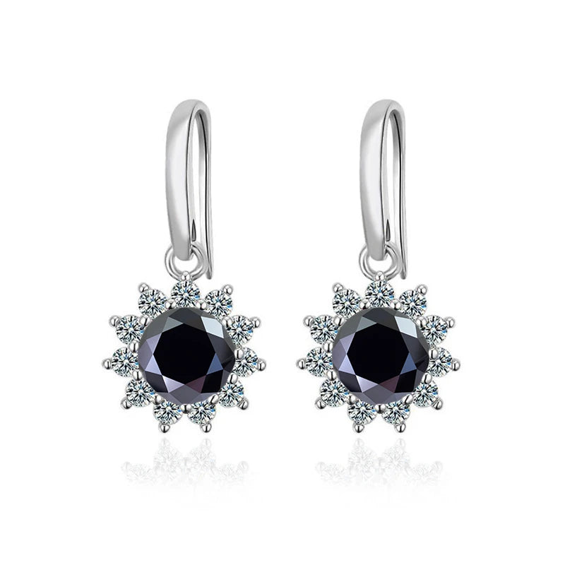 JoyceJelly Women's Sterling Silver 925 Jewelry 1 Carat 2 Carat Moissanite Diamond Drop Earrings Sunflower Shaped Ear-drops Gifts