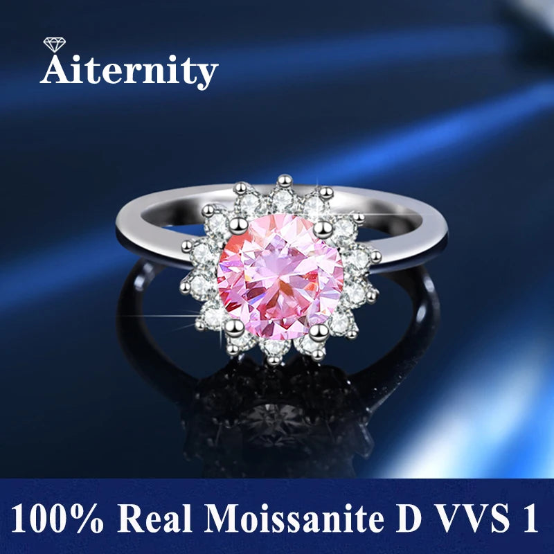 100% Real Moissanite Ring Adjustable Size S925 Sliver D VVS1 Pass Diamond Test Pen GRA Certificate 18K Plating Rings for Women