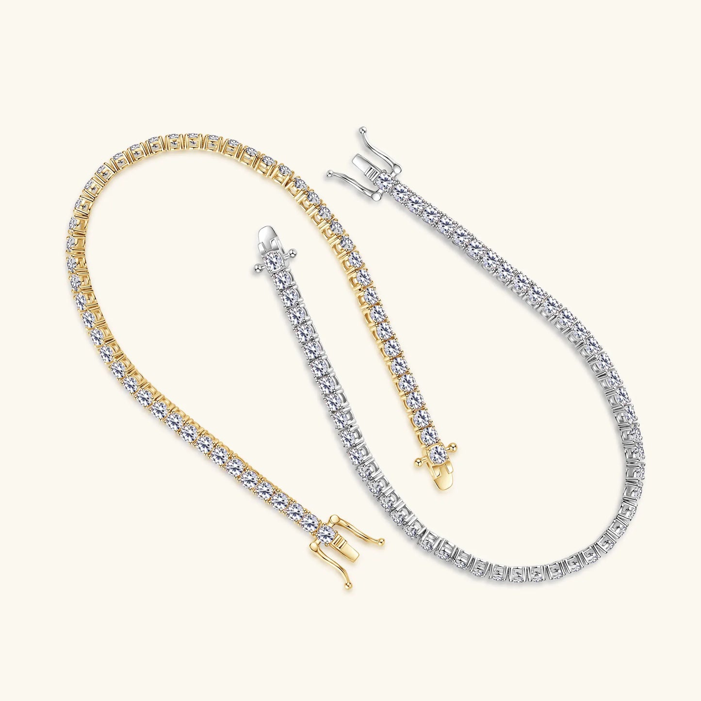 Sweetrain 3mm D VVS1 Moissanite Tennis Bracelet S925 Sterling Silver Plated 18k White Gold Diamond Tennis Bracelets for Women