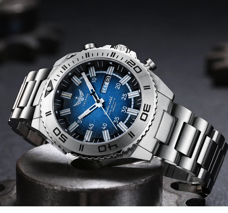 YELANG New Design Human Kinetic Energy Watches Waterproof 100m H3 Gas Self luminescent Nightlight 10Bar Diving Grade V1035